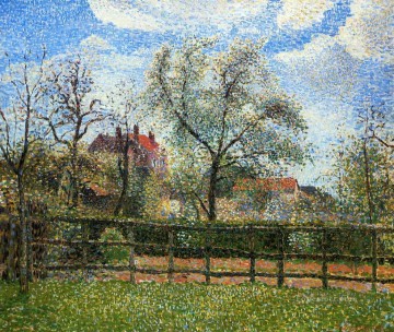 Perales y flores en eragny mañana 1886 Camille Pissarro Pinturas al óleo